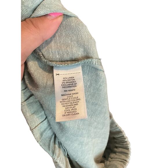 Cable & Gauge Studio Linen Blend Wide Leg Pants Pull-On Gray Womens Size L NWT - Picture 6 of 6